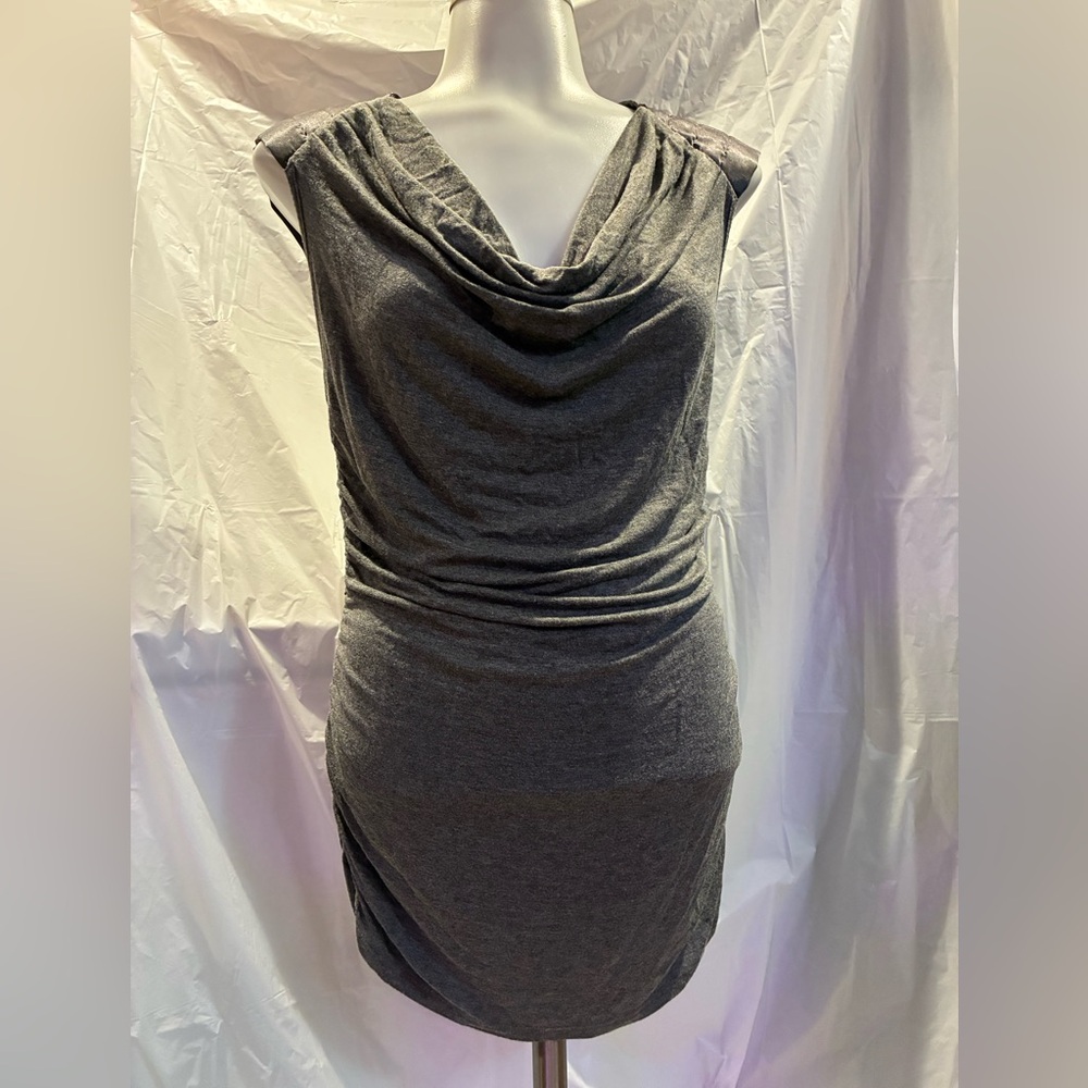 Cache Charcoal slouchy dressy sleeveless tank top blouse size small